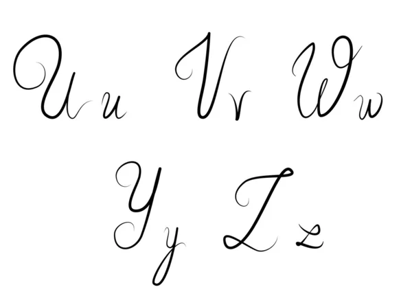 Lettres calligraphiques dessinées à la main U, V, W, Y, Z — Photo