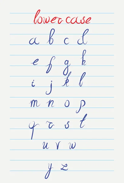 Vektor Hand gezeichnet Kleinbuchstaben kalligraphischen Alphabets — Stockvektor