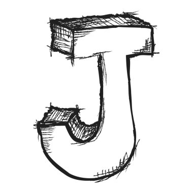 kabataslak çizilmiş mektup j beyaz izole