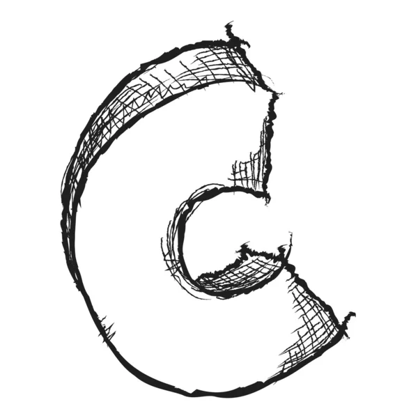 Skizzenhafter handgezeichneter Buchstabe c isoliert auf weiß — Stockfoto