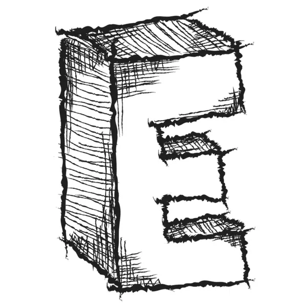 Sketchy hand drawn letter E isolated on white — Stock Photo, Image