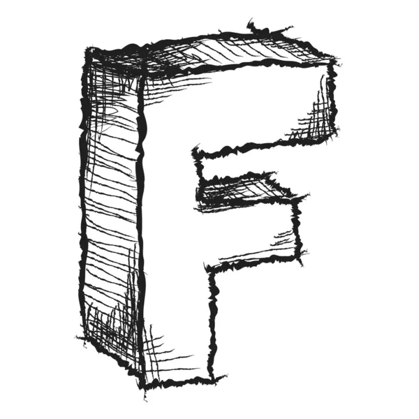 Нечеткая рука нарисованная буква F изолирована на белом — стоковое фото
