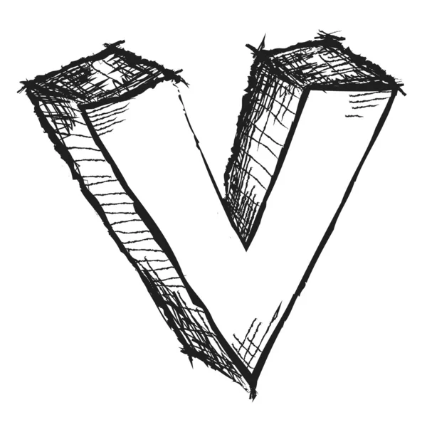 Ескіз намальованої літери V ізольовано на білому — стокове фото