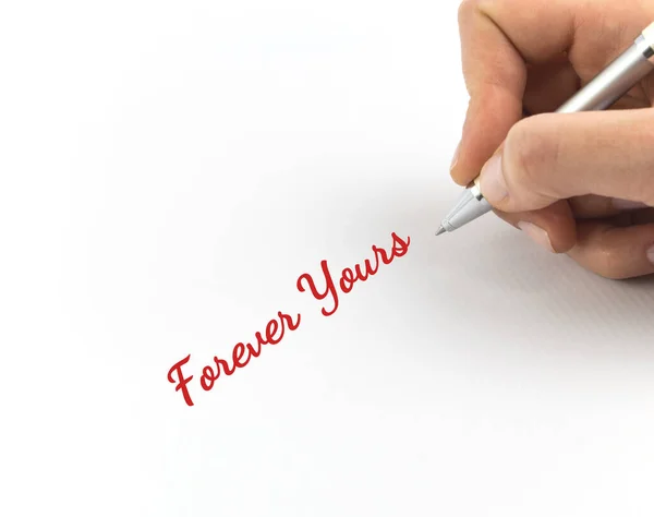 Handschrift Forever Yours Auf Weißem Blatt Papier — Stockfoto