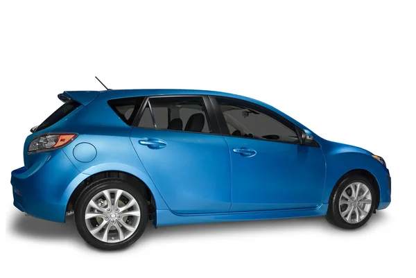 Blauwe hybride auto — Stockfoto