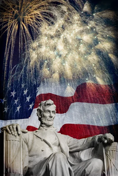 Abraham lincoln feuerwerk — Stockfoto