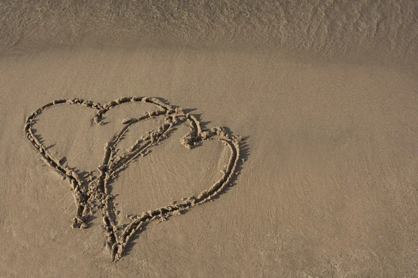 Beach Sand Hearts — Stock Photo, Image