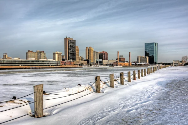 Зимний город Skyline — стоковое фото