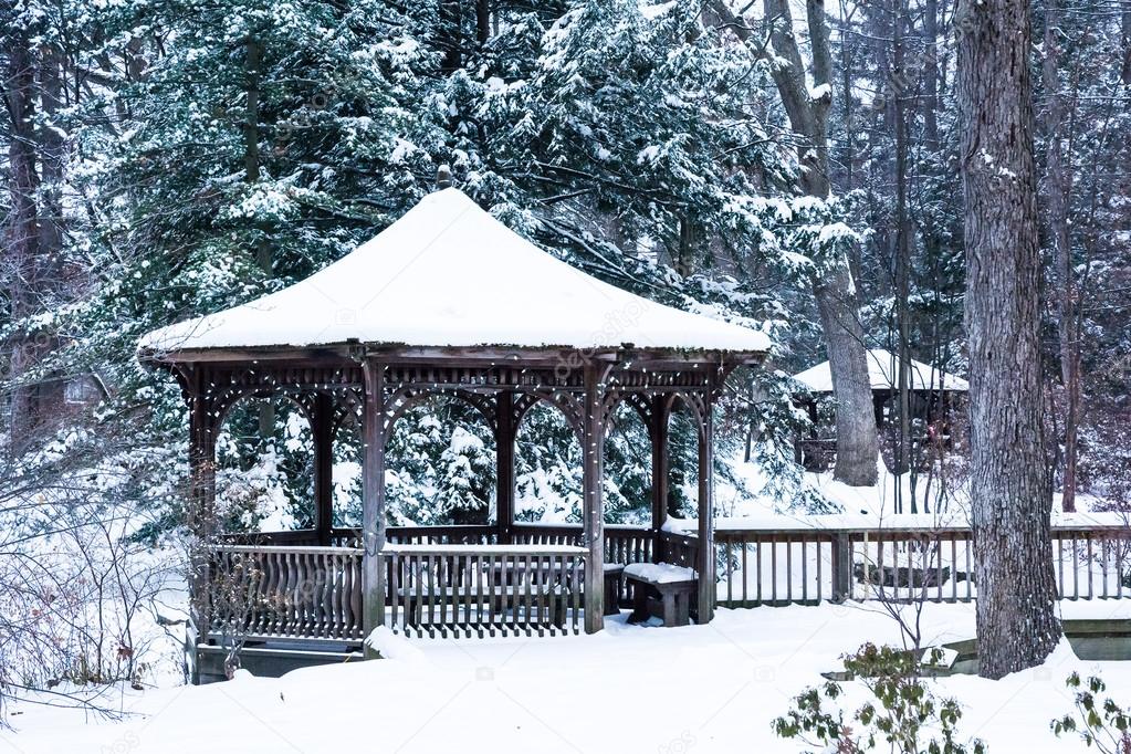 Snowy Winter Gazebo — Stock Photo © Mshake 39007963