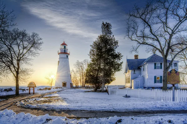 Marblehead vuurtoren zonsopgang — Stockfoto