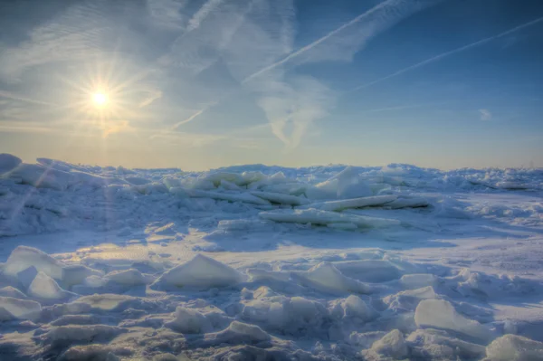 Winter het Eriemeer zonsopgang — Stockfoto