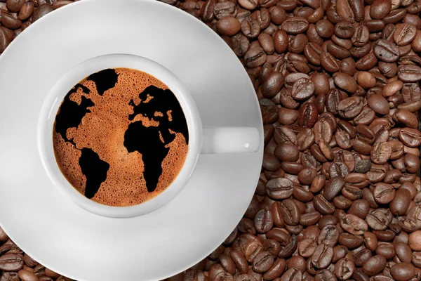 World Coffee Dentro Xícara — Fotografia de Stock