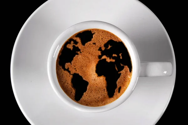 World Coffee Dentro Xícara — Fotografia de Stock