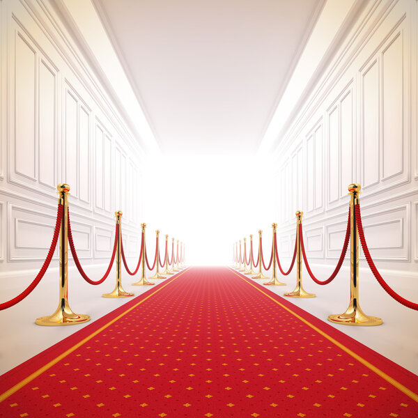 Red carpet path to success light.