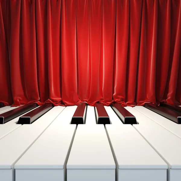 Piano Keys and red curtains. — Stock Photo, Image