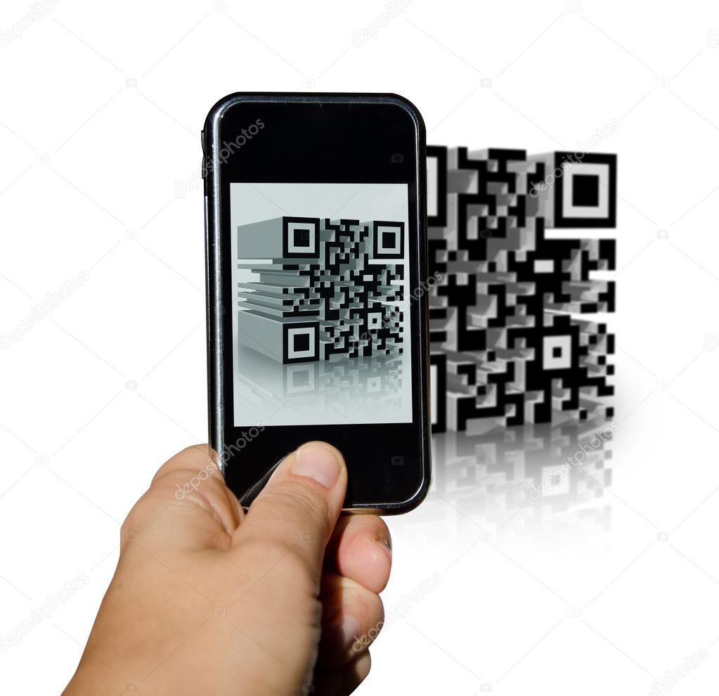 Mobile phone scanning a tridimensional barcode