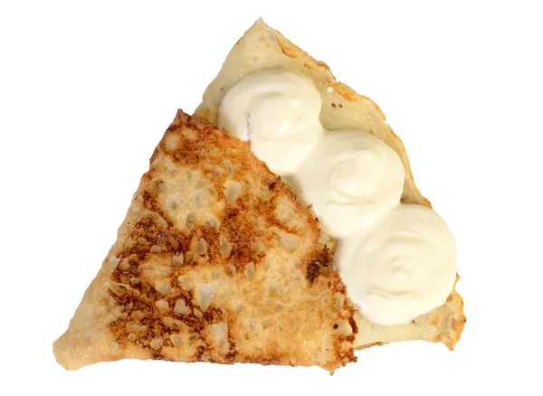 Pancake with sour cream — Stock Photo, Image