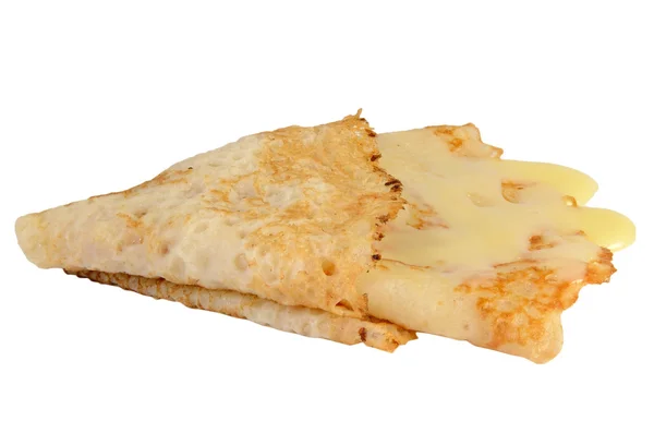 Pannenkoek met gecondenseerde melk Stockfoto