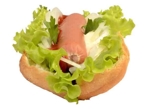Hot dog with 1 sausage — Stock Photo, Image
