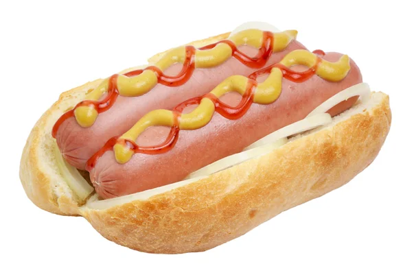 Hot dog s 2 klobásy. Royalty Free Stock Fotografie