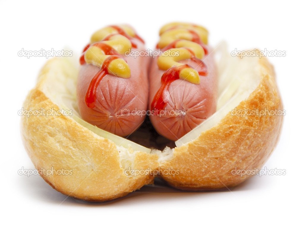 Hot dog with 2 sausage. — Stock Photo © Rudolff 14109927