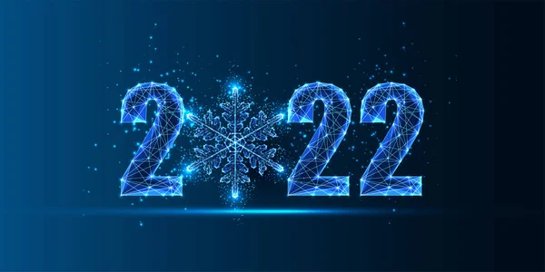 Streszczenie 2022 Szczęśliwego Nowego Roku Cyfrowy szablon banera z płatkiem śniegu — Wektor stockowy