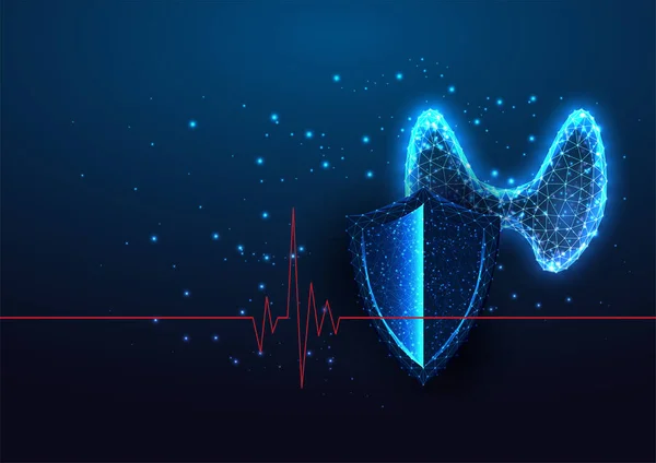 후두 성 갑상선 보호, 낮은 갑상선 과 방패 빛을 내는 건강 관리 개념 — 스톡 벡터
