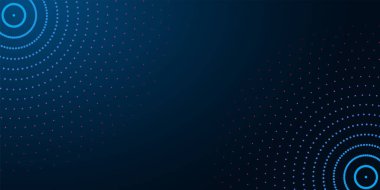 Soyut noktalı daireler, su halkaları, dalgalanmalar ve metin için kopyalama alanı olan soyut mavi arkaplan. Modern tasarım vektör illüstrasyonu.