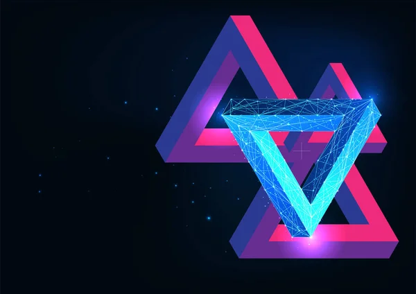 Futurista Impossível Triângulos Azul Rosa Banner Conceito Infinito Brilho Estilo — Vetor de Stock