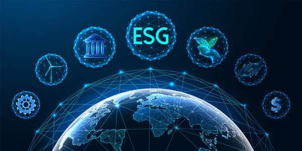 Koncepce Environmentálního Sociálního Řízení Esg Podnikání Udržitelným Globálním Managementem Futuristickém — Stockový vektor