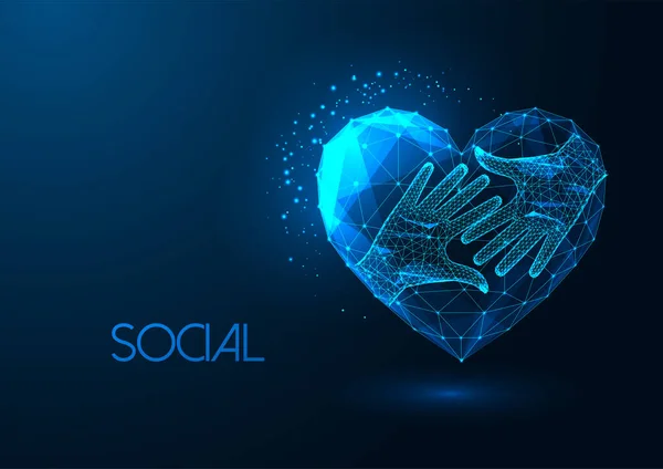 Concept Social Relationship Humanity Humanitarian Aid Heart Shape Two Hands — Vetor de Stock