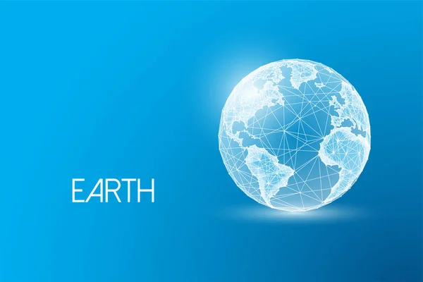 행성에 Concept Planet Earth Globe 은밝게 빛나는 폴리곤 스타일로 배경에 — 스톡 벡터