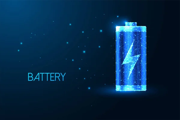 Abstract Battery Charging Symbol Futuristic Glowing Low Polygonal Style Isolated — Stockvector