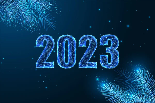 Résumé 2023 Happy New Year Digital Web Banner Template Decorated — Image vectorielle