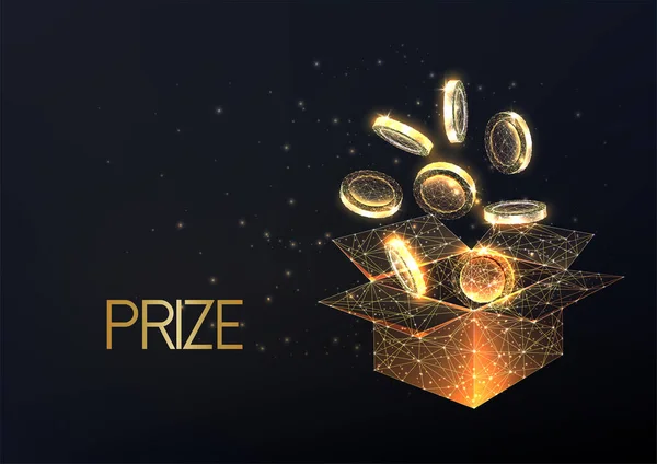 Nagroda Wygrana Loterii Zwrot Koncepcji Inwestycji Otwartą Skrzynką Spadające Złote — Wektor stockowy