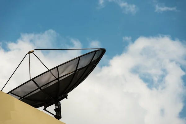 Black cable television satellite dish — Stock Photo, Image