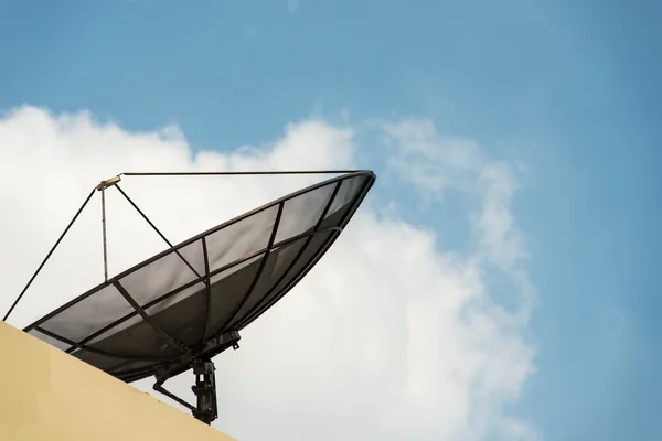 Black cable television satellite dish — Stock Photo, Image