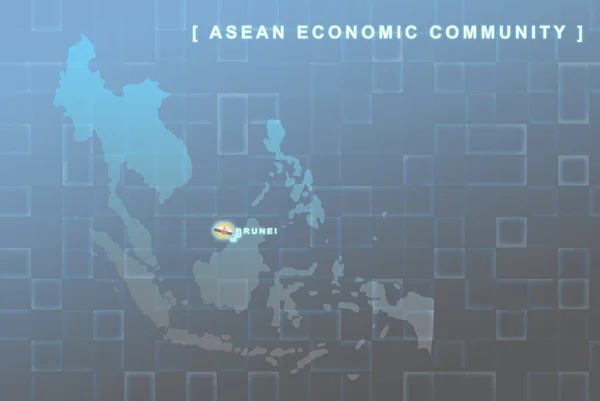 País Brunei que será membro do mapa da AEC — Fotografia de Stock
