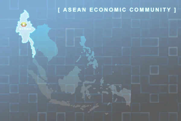 País da Birmânia que será membro do mapa da AEC — Fotografia de Stock