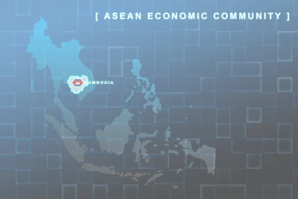 Kambodja land som blir medlem av aec karta — Stockfoto