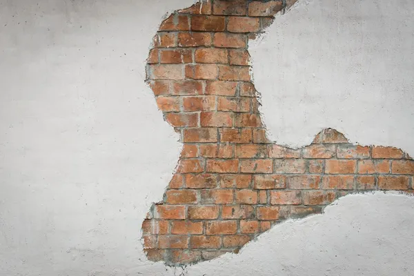 Hnědá cihlová zeď s bílým vzorkem natřené betonové — Stock fotografie
