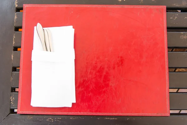 Tissu de table en cuir texture rouge — Photo