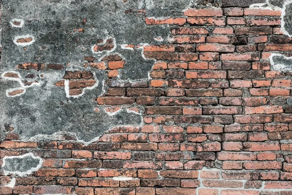 Alte rote Ziegelmauertextur mit altem Betonwandmix — Stockfoto