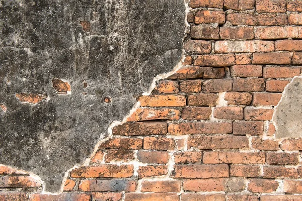 Alte rote Ziegelmauertextur mit altem Betonwandmix — Stockfoto
