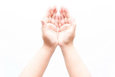 Asyalı kadın çeşitli el hareketleri yapıyor