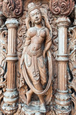 eski ahşap sanatı scuplture Asya tasarımı ile