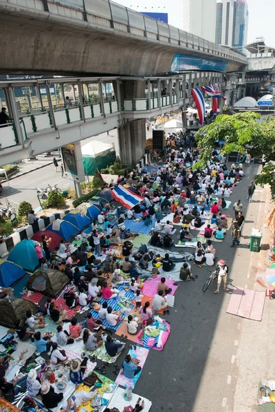 BANGKOK - 2 DE FEBRERO: Gran multitud de la protesta de Tailandia — Foto de Stock