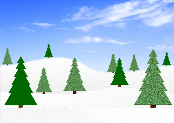 Winter landscape with fir-trees — Stock Photo, Image