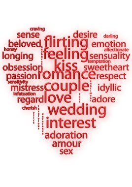 Kalp şekli ve kelimeler