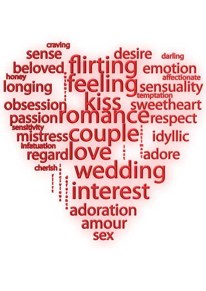 Форма сердца и слова
